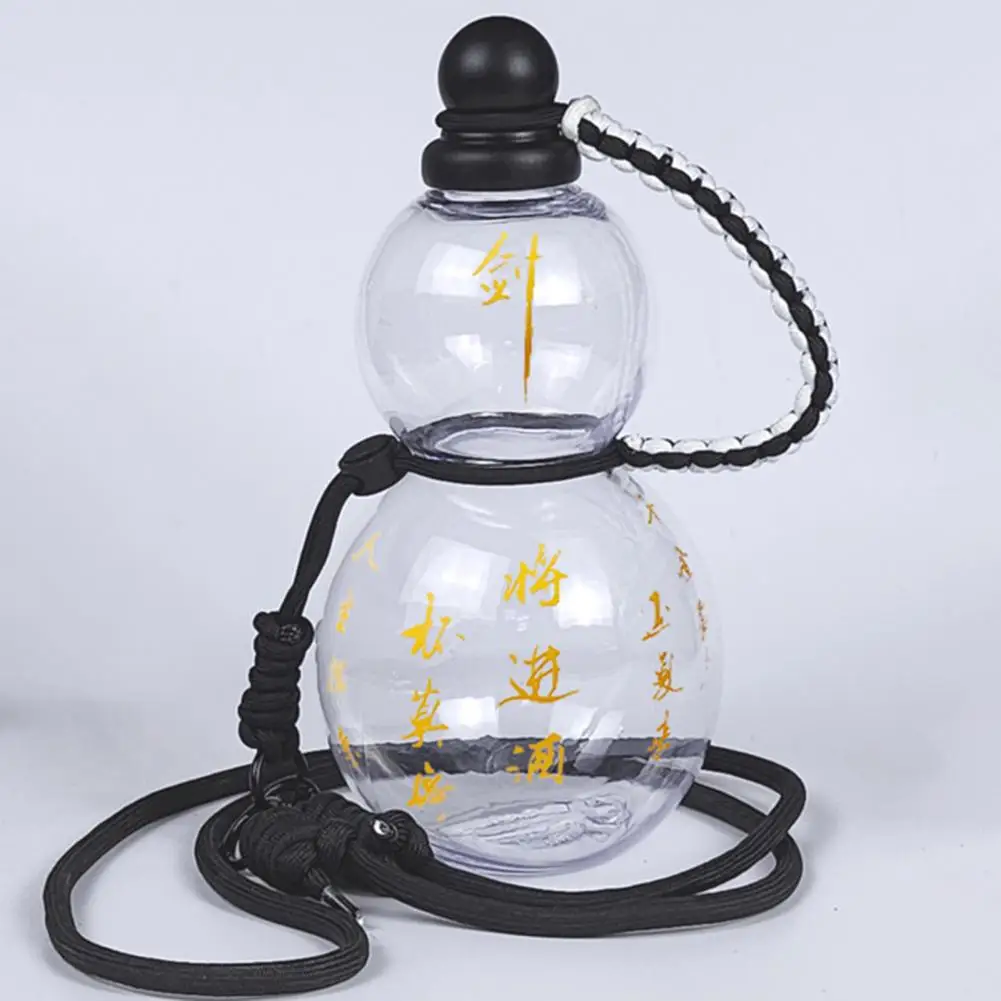 

800ML DIY Sticker Chinese Style Tritan Drinking Bottle Gourd Water Bottle with Shoulder Strap Braided Waist Rope Cup Brush Charm