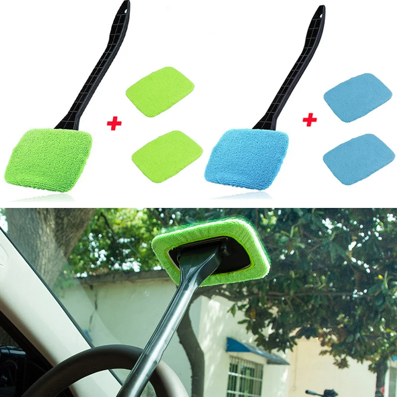 Car Window Cleaner Brush Kit Auto Cleaning Wash Tool with Long Handle Windshield Wiper Microfiber Wiper Cleaner Car Accessories