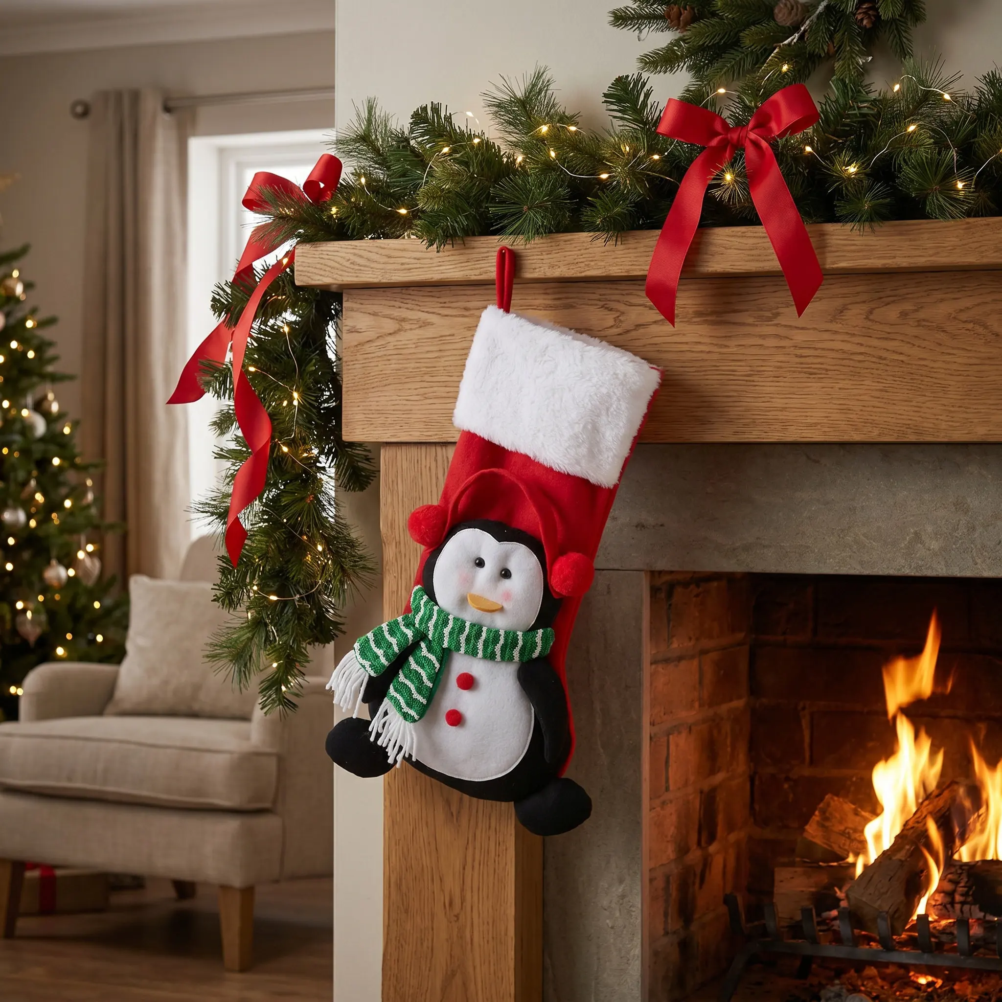 Christmas Stocking Hanging - Meia de Natal grande com tema