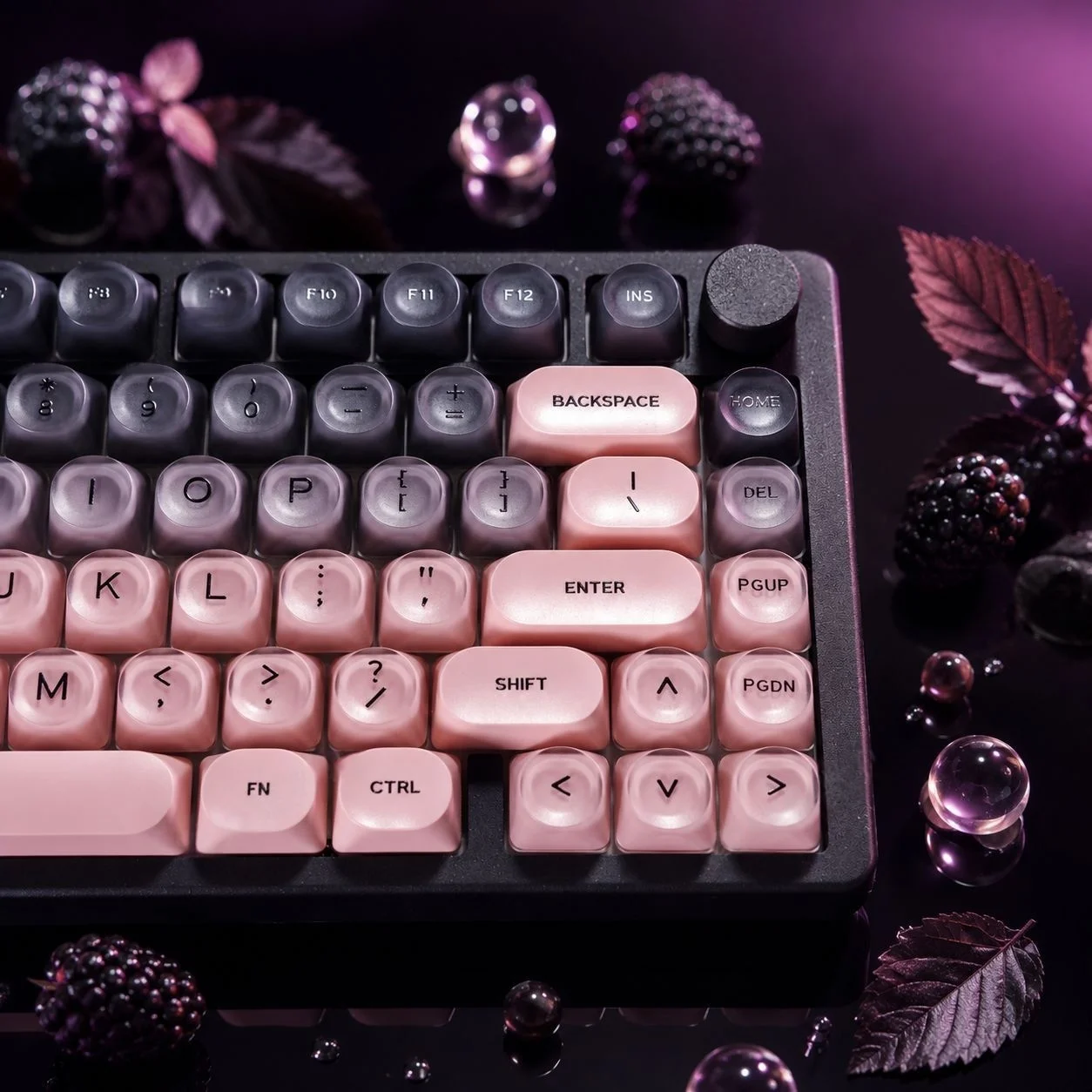 128 Keys Blackberry Semi Transparent PC Keycap HOA Profile Double Shot PBT Keycaps for Cherry MX Switches Gaming Keyboard
