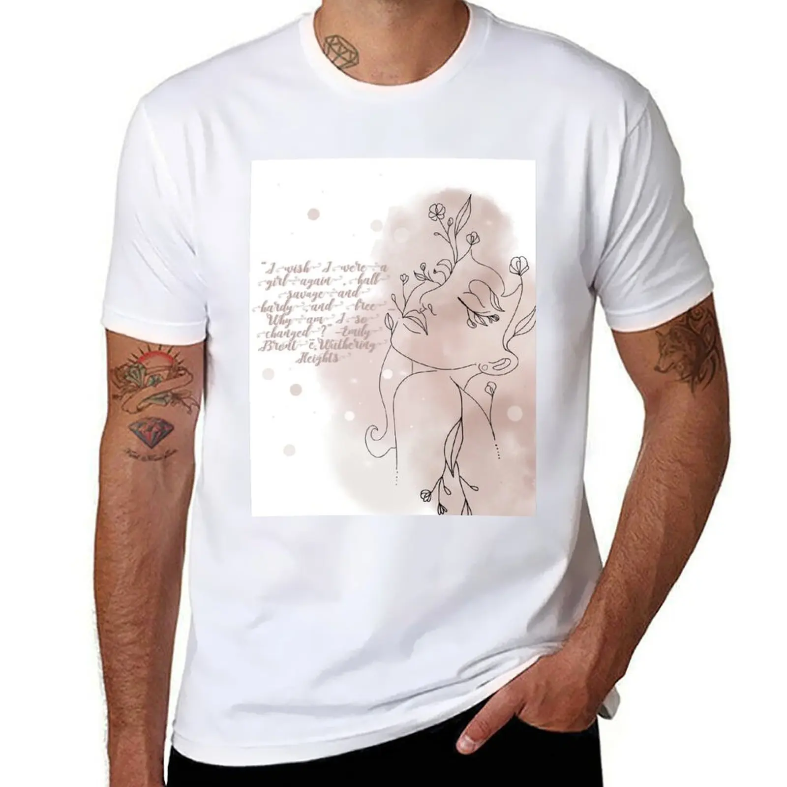 

Emily Bronte Wuthering Heights Quote T-Shirt cotton t shirts man 100% man t shirts cotton T-Shirt