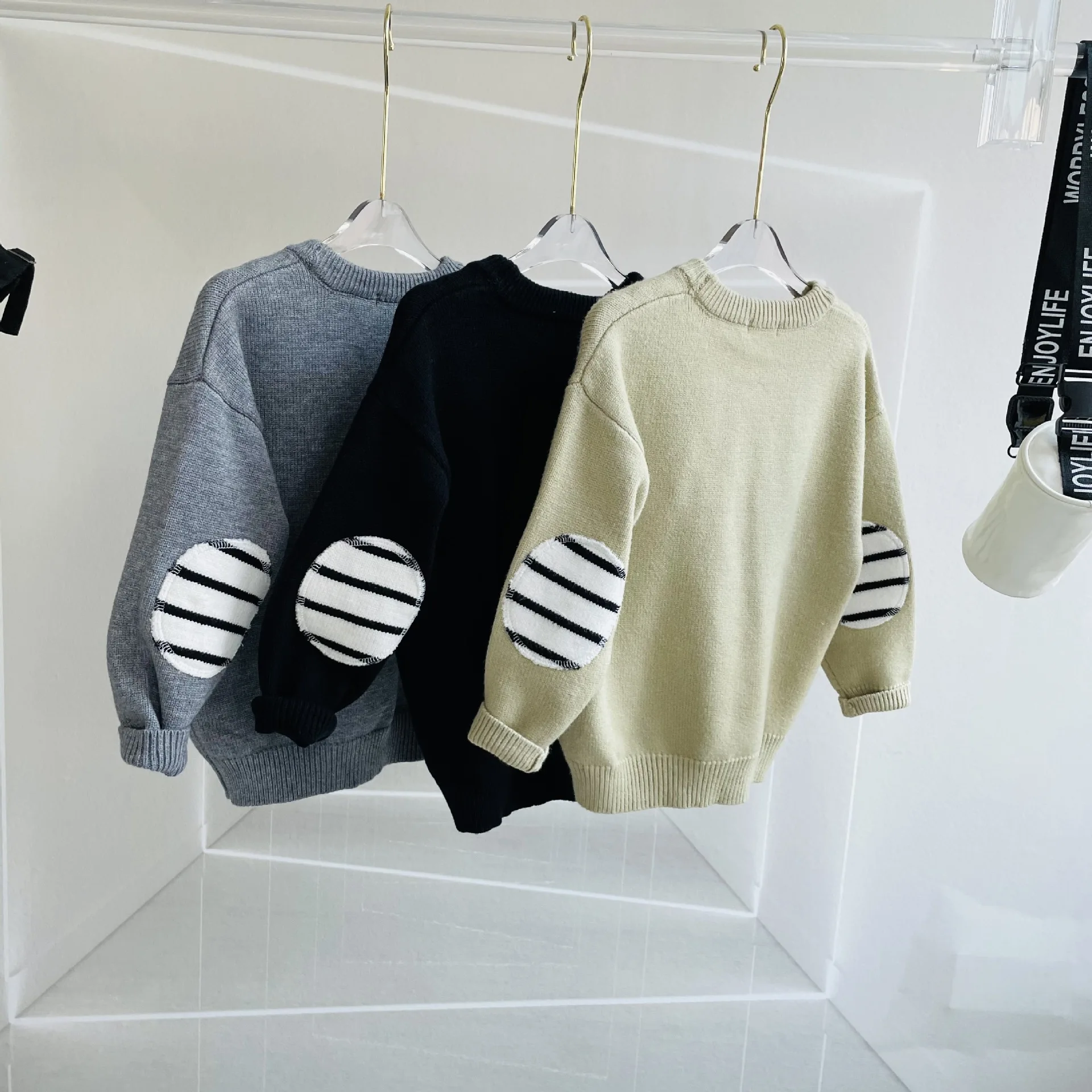 

Baby Kids Sweater Patchwork Long Sleeve Fashion Big Boy Outfit O-Neck Knitted Clothes for 3-13T Autumn Fall Girl Toddler Outfits