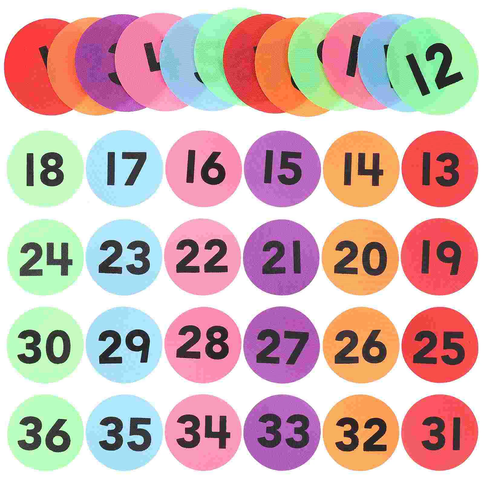 36 Pcs Area Rugs Children's Number Carpet Marking Stickers Dots for Classroom Round Toddler Activities