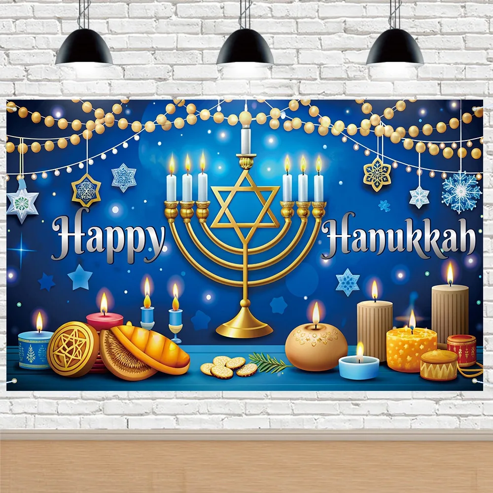 Judaism Happy Hanukkah Backdrop Jewish Jesus Passover Candlestick Party Decor Photographic Background Photography Photo Studio