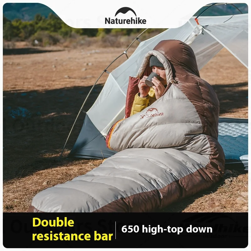 Naturehike New Snowbird Sleeping Bag Winter 85% Duck Down Sleeping Bag Portable Camping Sleeping Bag Mummy 650FP Warm -10.8~3.8℃