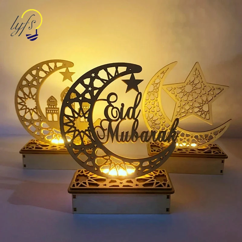 

EID Mubarak Wooden Pendant Ramadan Decoration Light Islam Muslim Party Decor Eid Al Adha Ramadan Eid Ramadan Kareem Party Gifts