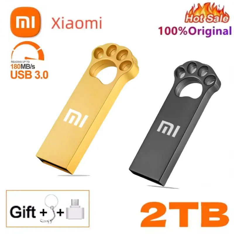 Xiaomi-Unidade Flash USB à prova d'água de alta velocidade, Disco 3.0 U, 2TB, 1TB, 512GB, Interface de computador Memória PenDrive