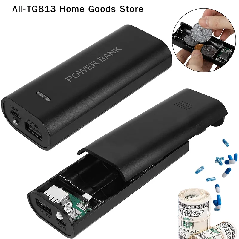 

[TG813]Money Safe Box Key Cash Hidden Storage Creative Fake Power Bank Pill Case Box Container Hiding Spot Prevent Robbers