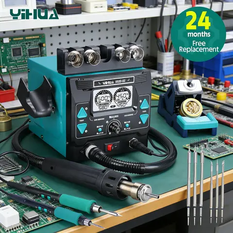 YIHUA Sıcak Hava Rework İstasyonu 210 245 Mikroskoplu Lehimleme İstasyonu Elektronik Tamir PCB Sökme İstasyonu