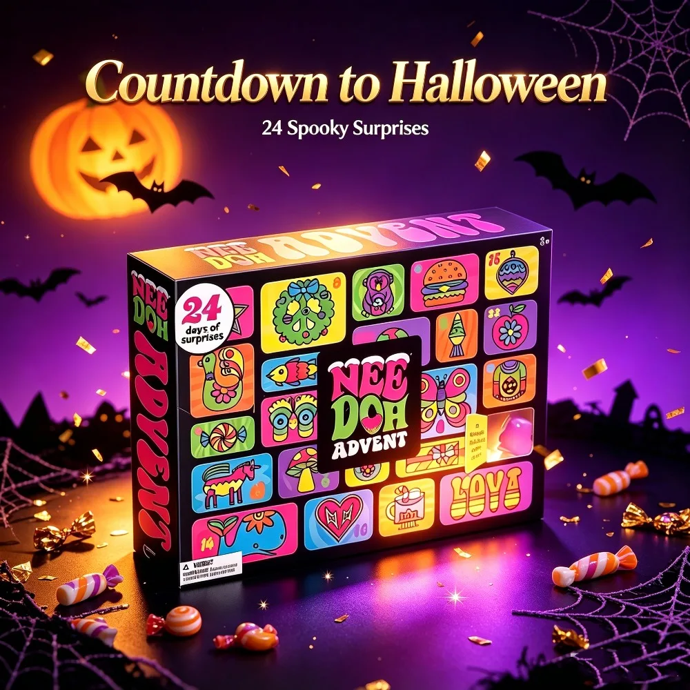24Pcs Nee‑Doh Squish Fidget Advent Calendar Blind Box Squeeze Stress Relief Toy Christmas Holiday Countdown Surprise Gift Box