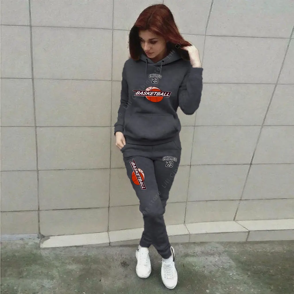 

Женский спортивный костюм, повседневная универсальная толстовка в полоску с капюшоном, черные спортивные штаны, свободные удобные комплекты высокого качества с принтом, S-3XL