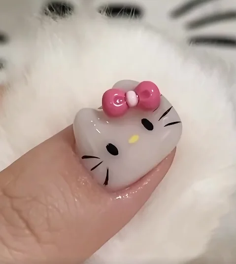 3d olá kitty arcos kawaii encantos do prego molde da arte do prego diy moldagem decoração da arte do prego para arte do prego artesanato dos desenhos animados acessórios do prego