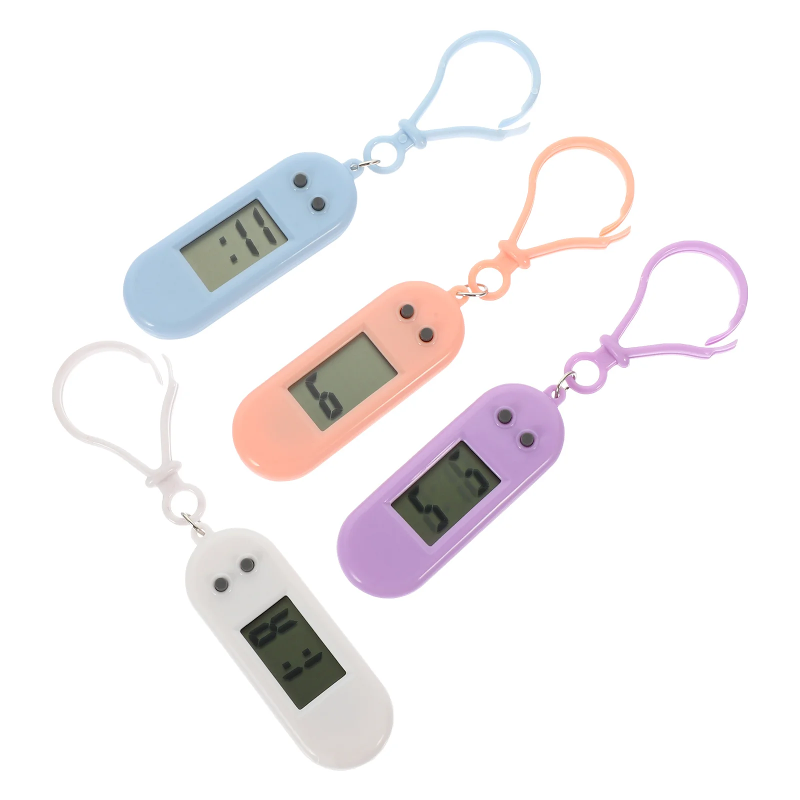 4Pcs Keyring Pocket Watch Compact Time Keeper Lightweight Portable Clip for Students Travel Outdoor Daily Use