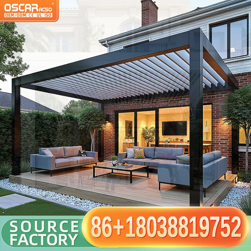 3x3 Outdoor Aluminum Louvered Bioclimatic Pergola Factory Direct Powder Coated Metal Structure for Gardens Patios Backyards perg