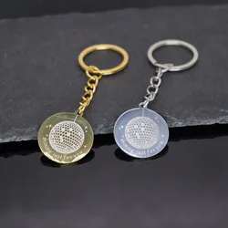 2024 new fashion stainless steel round light ball pendant key chain temperament every pair of key chain male and female accessor