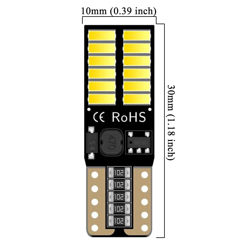 2 PCS T10 W5W LED Bulb Canbus 12V 24V 4014 SMD 7000k White Car Signal Light Interior Dome Reading Wedge Side Trunk Map Lamps