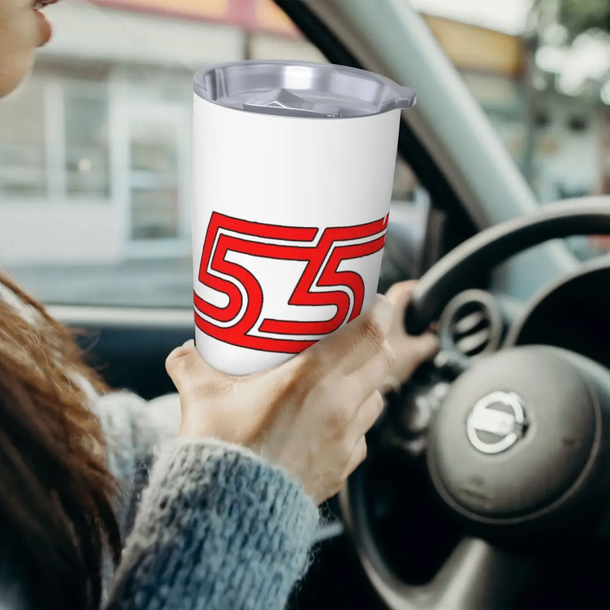 Carlos Sainz Jr F1 Signature Graphic - Dark Stainless Steel Tumbler Vacuum Insulated Mugs Thermal Cold Cups Straw With Lid 20oz