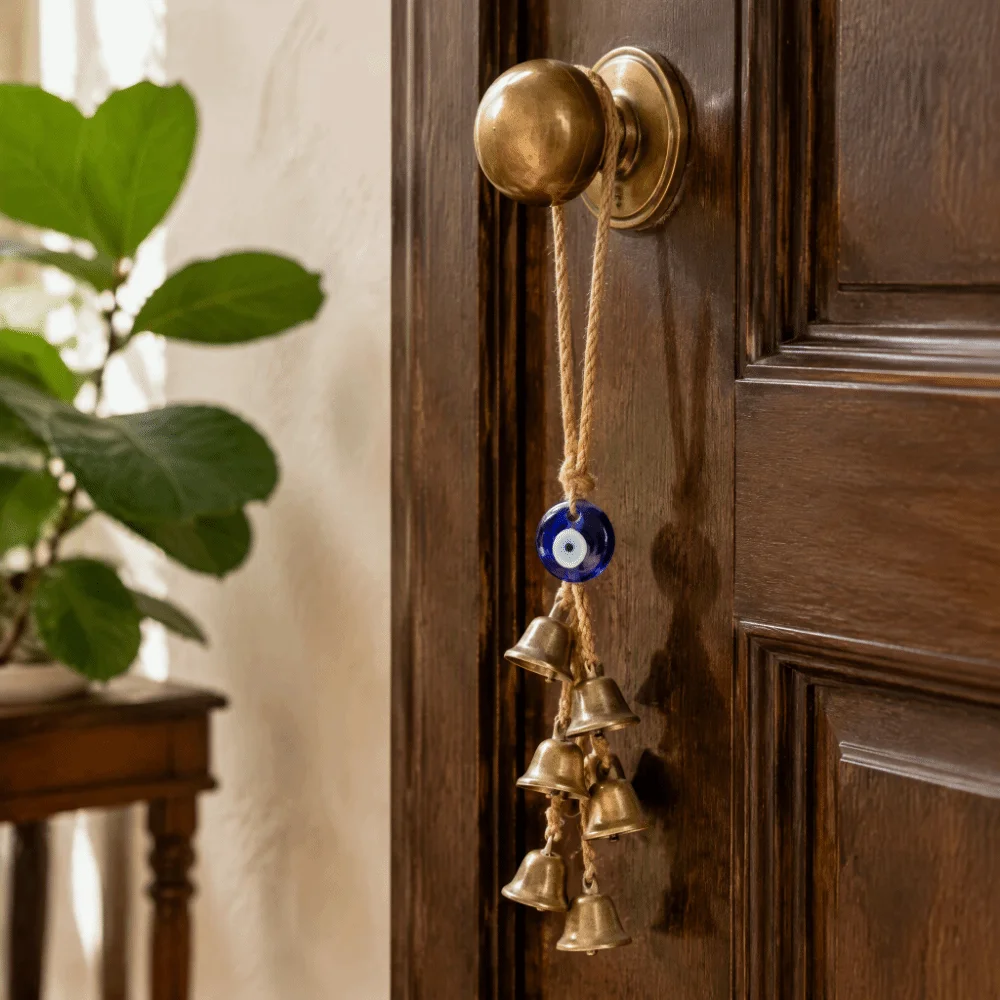2 Pcs Decorative Loud Chime Wind Chime Pendant Ready to Hang Hemp Rope Wall Decoration Iron Bell Hanging Ornament For Car