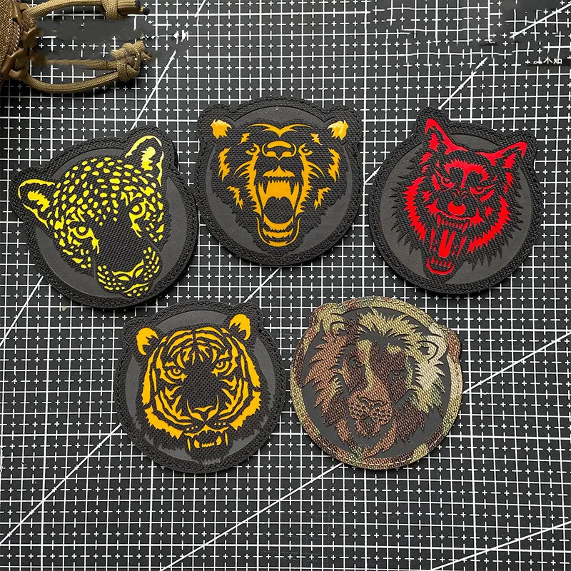 

Reflective Beast Badge Luminous Tiger Cheetah Armband Tactical Wolf Head Lion Bag Sticker Cutting Patch for Clothes Decals