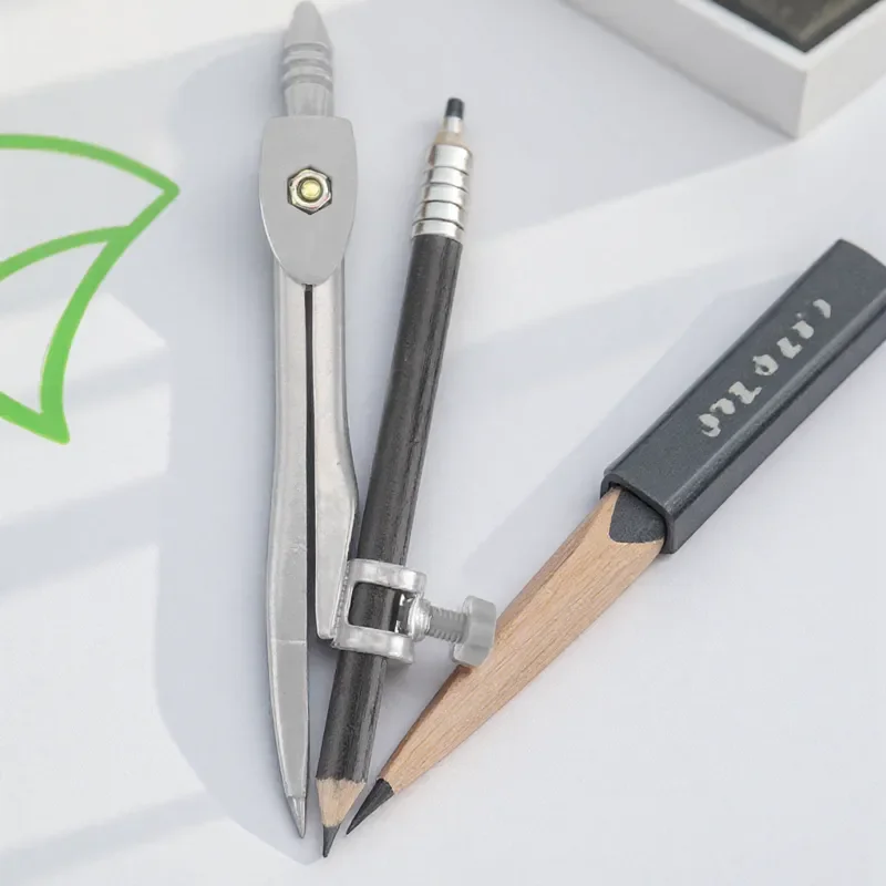 Metal Compass with Pencil Holder Screw Drafting Geometry Drawing Tool for Students and Office