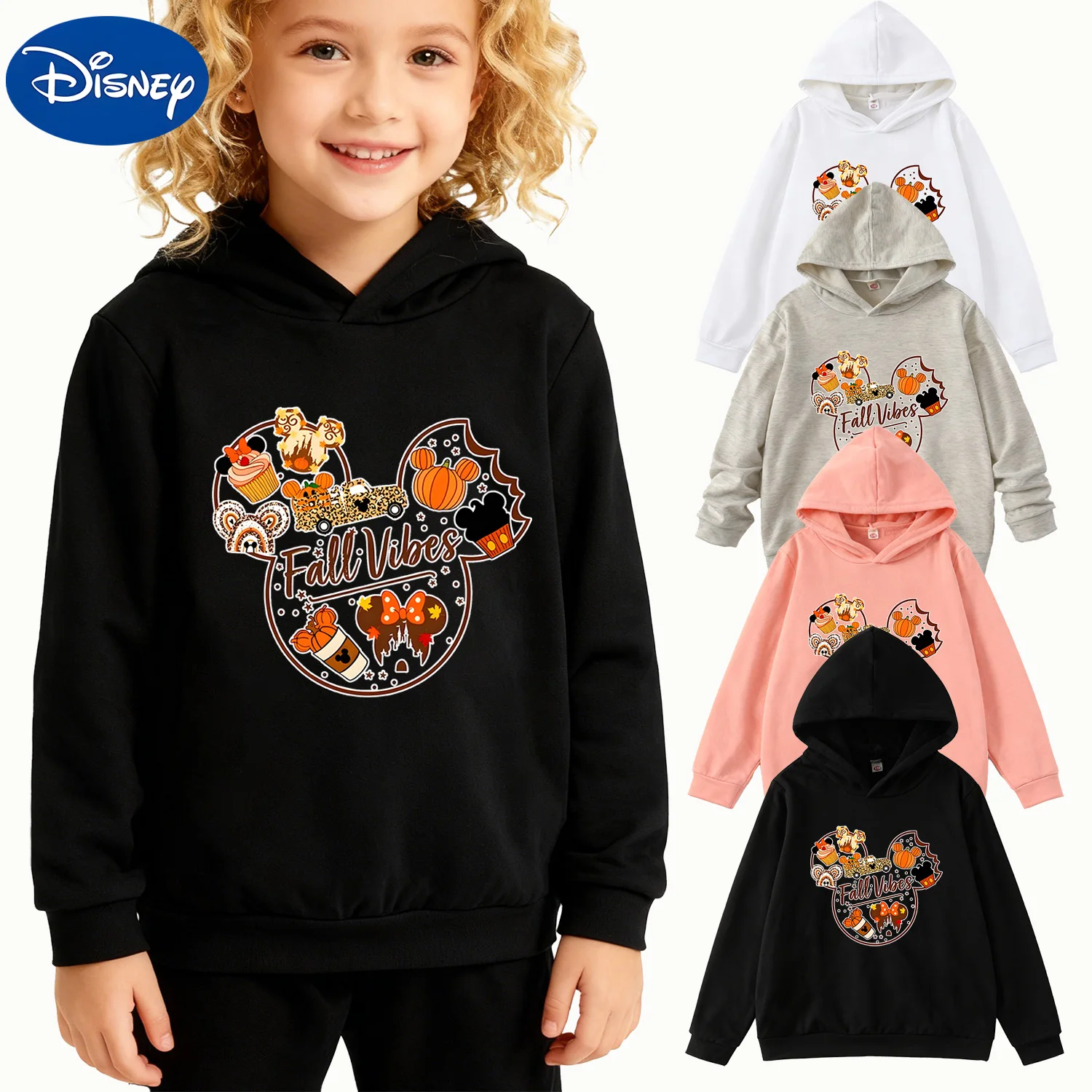 

Детская толстовка с капюшоном Disney Mickey Mouse Fall Vibes, черный повседневный пуловер