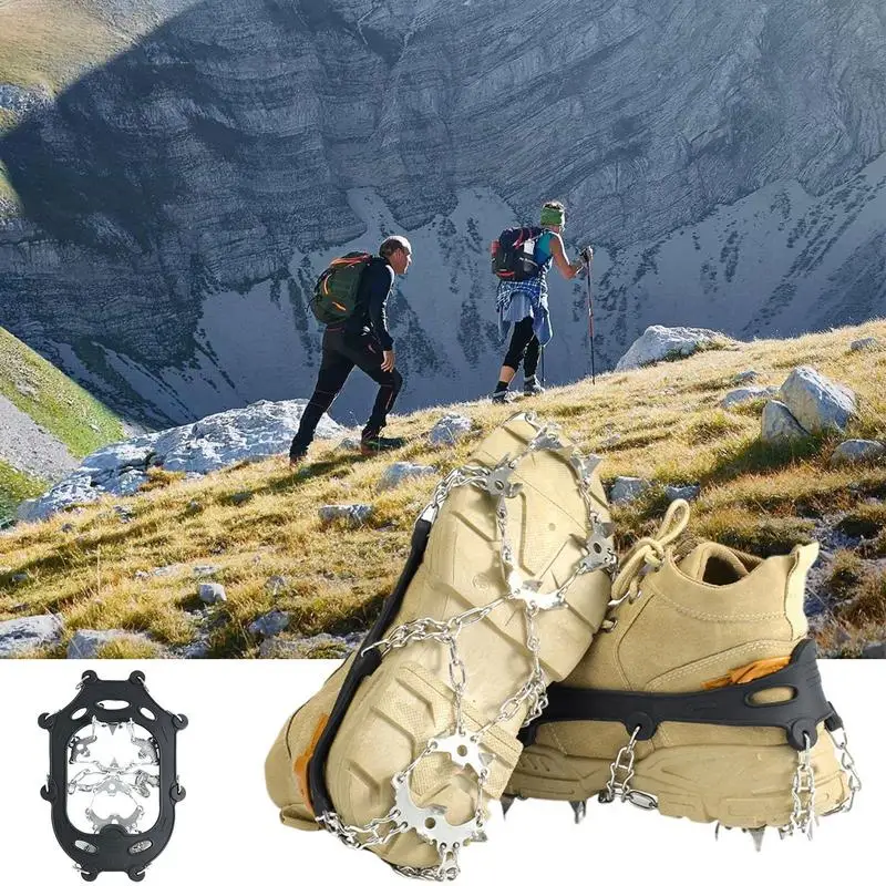 19 Teeth Steel Ice Gripper Spike for Shoes Anti Slip Climbing Hiking Snow Spikes Crampons Cleats Grips Boots Cover crampons