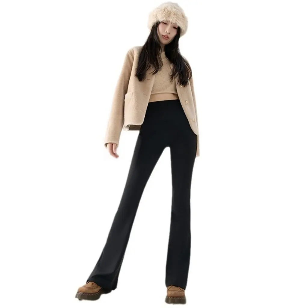 

Женские бархатные брюки-микро-брюки с флисовой подкладкой, облегающие теплые леггинсы на осень-зиму, брюки-подкова, повседневная верхняя одежда