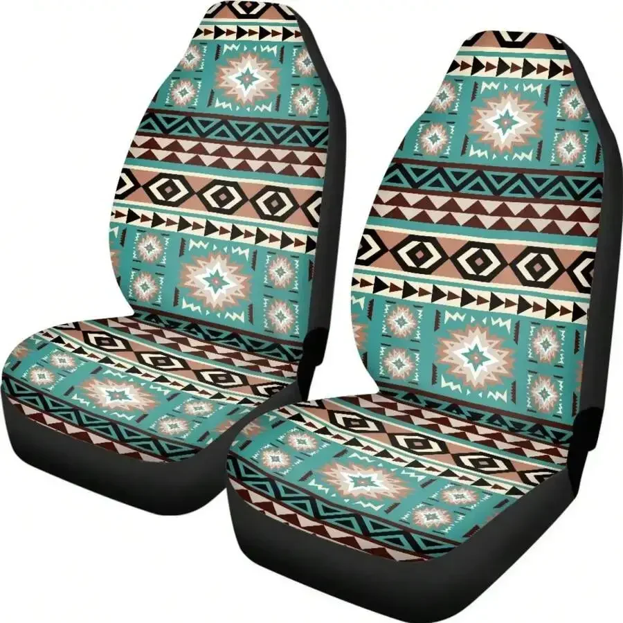 Universal Aztec Pattern Car Seat Covers For Front Bucket Seats SUV Sedan Van Interior Decoration