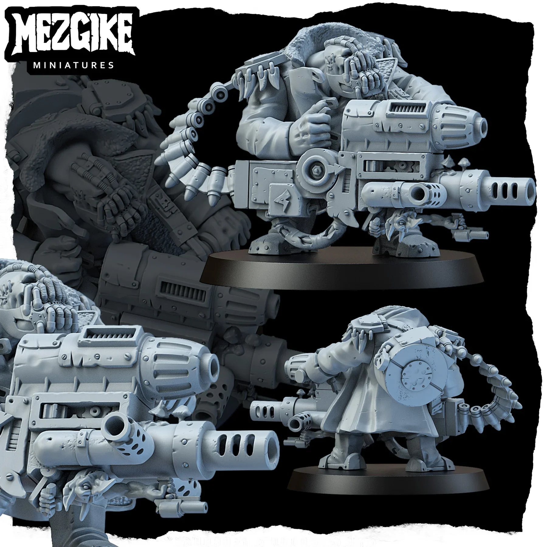 Orc Bots Gunners Miniature,  Green Skin Figure, Blitz boyz mob, HD 3D Printed Resin Model, Action Proxy Wargame