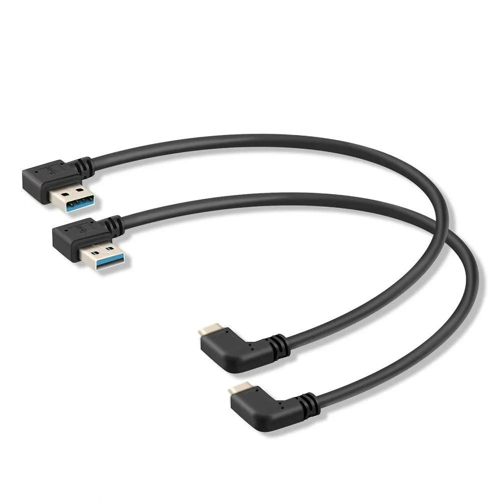 25cm 90° Left/Right Angle USB A to USB Type-C Cable Short Elbow USB2.0 USB3.0 Charging Data Sync Portable Bend Type C Data Cable
