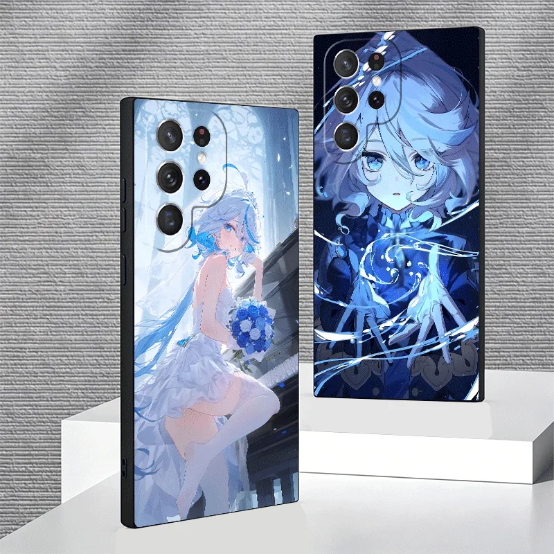 Soft Phone Case For Samsung Galaxy S24 S25 S26 Ultra Genshin Impact Furina S23 S22 Plus S21 FE S20 + Edge Black Cover Shell