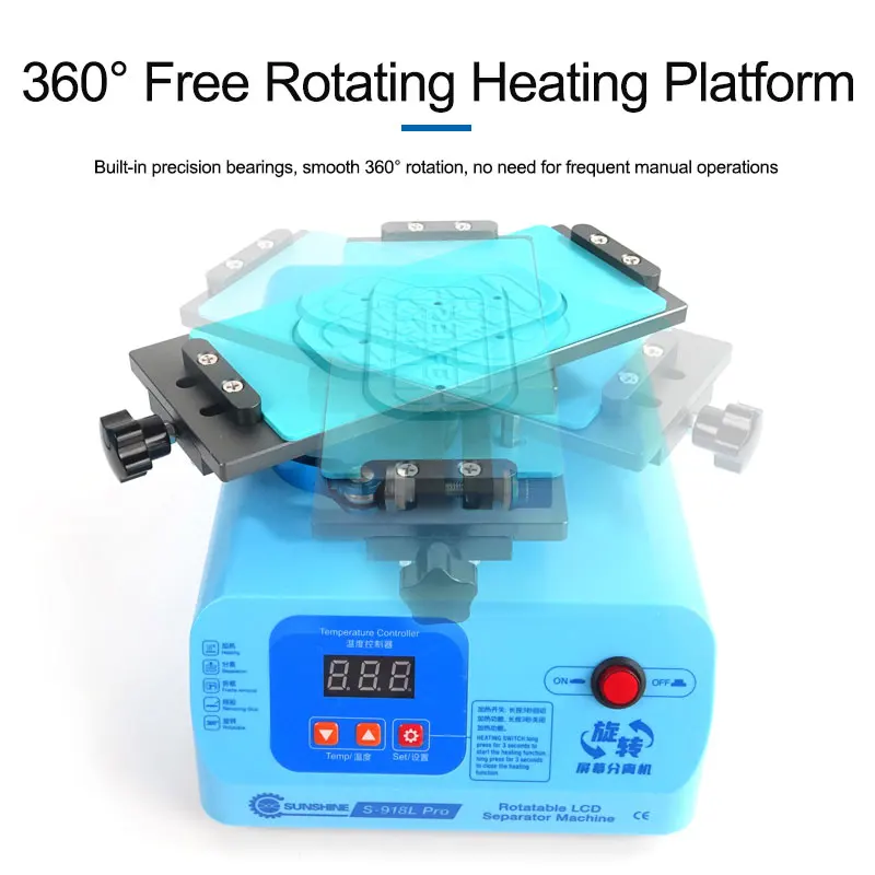 SUNSHINE S-918L Pro LCD Screen Separator Machine 8 Inche 360° Rotary Suction Repair Tools For Mobile Phone Touch Display