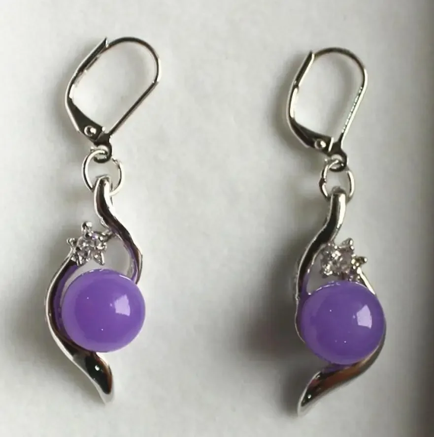

New! nice 10mm purple jade bread earring