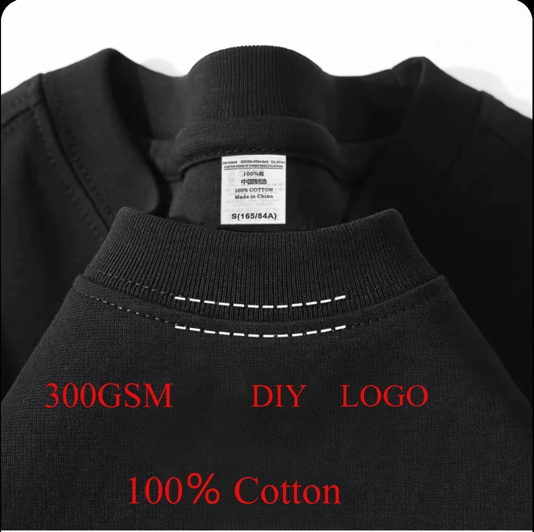 Customized Design High Quality 300GSM Heavy Cotton Mens T-shirt Women Loose Casual Short Sleeve T-Shirts Men Clothing DIY Logo
