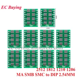 20Pcs/1pc SMD to DIP Adapter Converter Plate Board Connector 2512 1812 1210 1206 SMA SMB SMC Turn DIP 2.54MM Patch Adapter