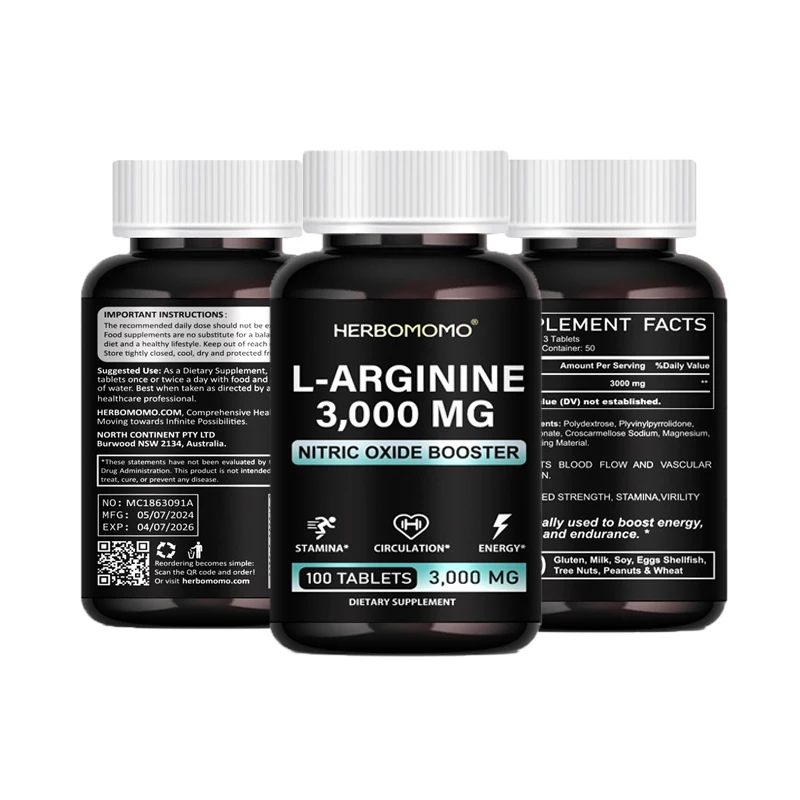 L Arginine 3000mg Tablets Maximum Dose L-Arginine Nitric Oxide Supplement for Supporting Energy - Nitric Oxide Booster