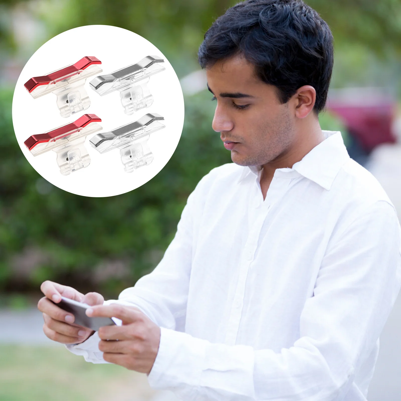 

2Pairs Chicken Game Phone Fire Buttons Metal Controller Handle Mobile Game Shortcut Shooting Aim Keys Stable Fast Trigger