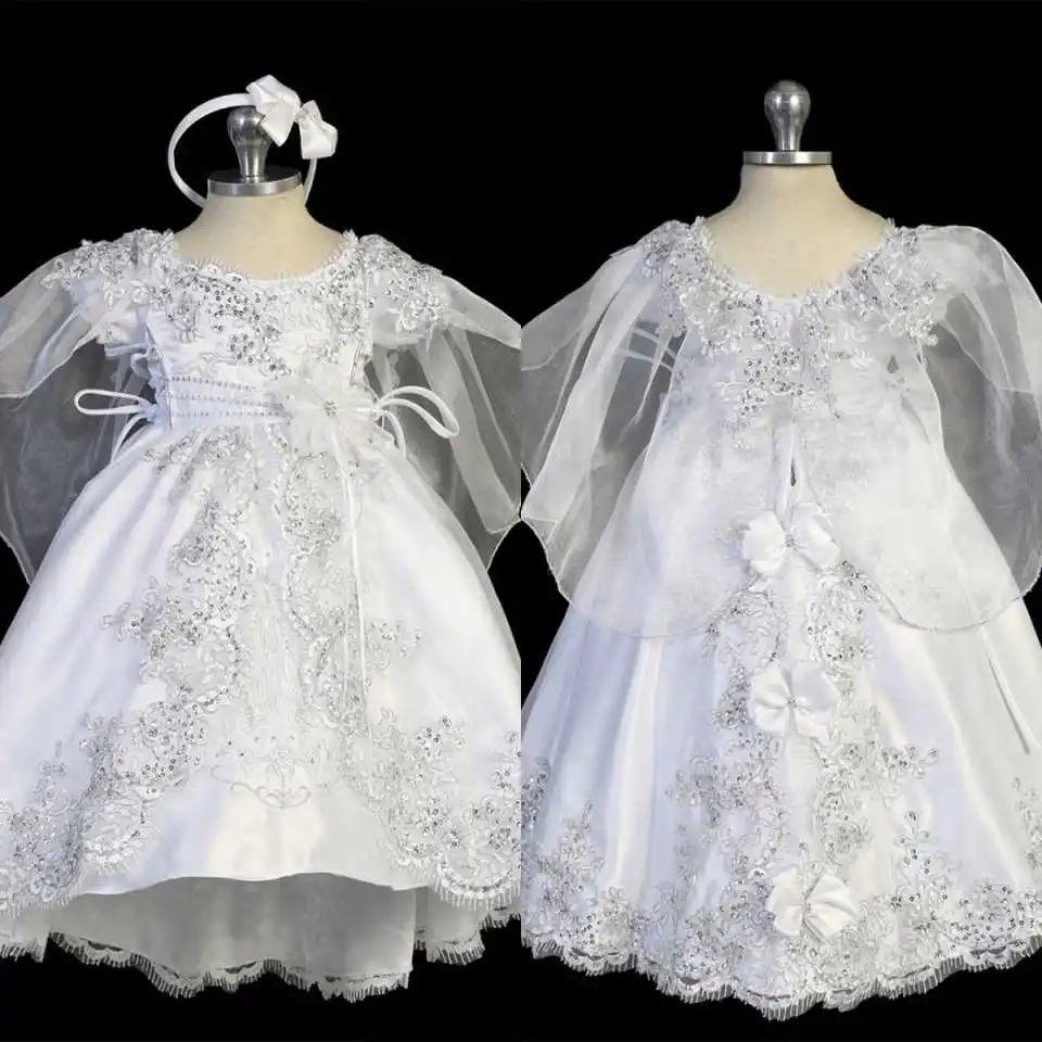 

3D-Lace Flower Girl Dress Baby Girl Christening Gown Princess Birthday Gowns Wedding Party Children Dresses Size Customized