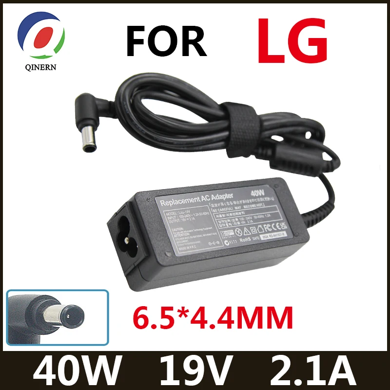 19V 2.1A  6.5*4.4MM  Adapter FOR LG 24 inches LED LCD Monitor AP16B-A LCAP26B-E ADS-45FSN-19 19040GPCU Charger Power Supply cord