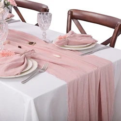 Retro Cotton Gauze Cloth Table Runner Pink Texture Dining Napkins Vintage Wedding Christmas Party Dining Table Decoration
