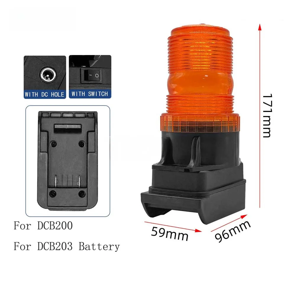 Construction Safety Light with For DCB200 Battery Adapter 233g Portable Design 9.13 5.9 17cm Dimensions Black Orange