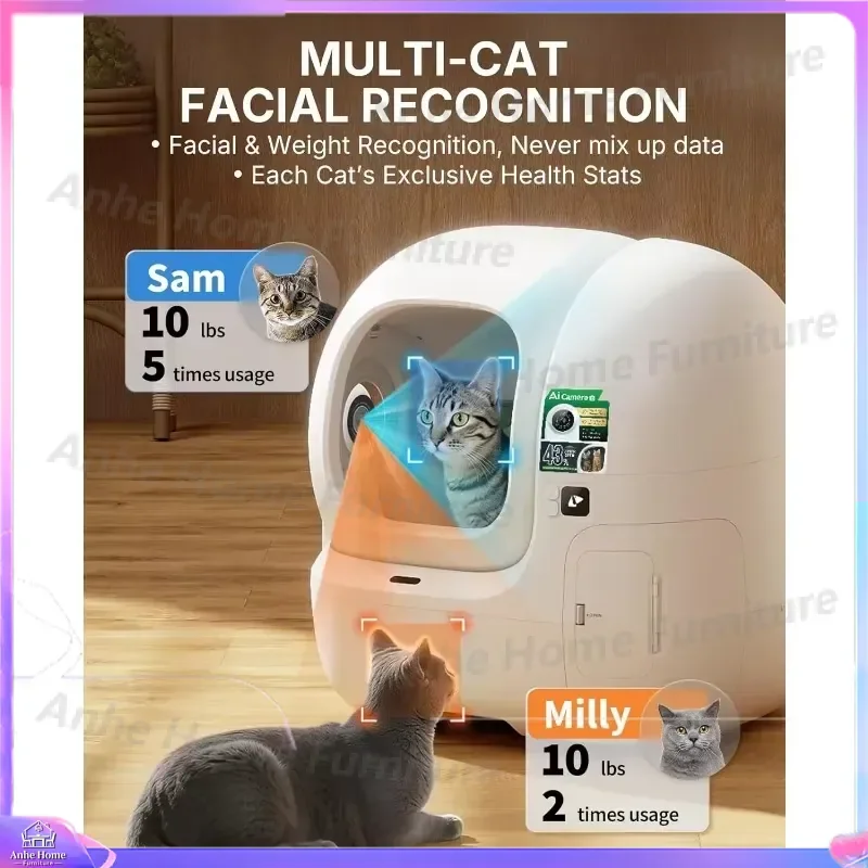2026 Purobot Max Pro 2 AI Camera Self Cleaning Cat Litter Box Large Opening 210° Wide Angle Lens Facial Recognition