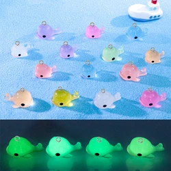 10Pcs Cute Colorful Luminous Dolphin Resin Charms Lovely Marine Animal Pendants for Earring Bracelet DIY Jewelry Keychain Making