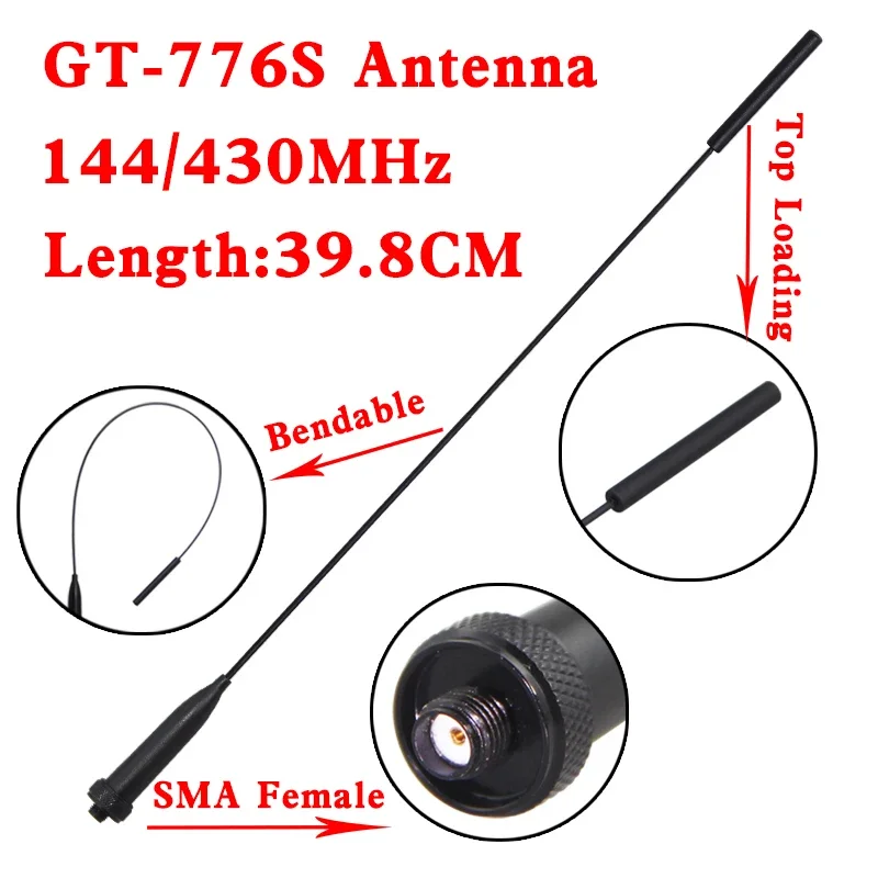 2pcs SMA-Female 144/430MHz Dual Band Antenna GT-776S for Kenwood TK-3160 TK-3180 TK-3200 TK3207 Baofeng UV-5R UV-9R PLUS UV-S9