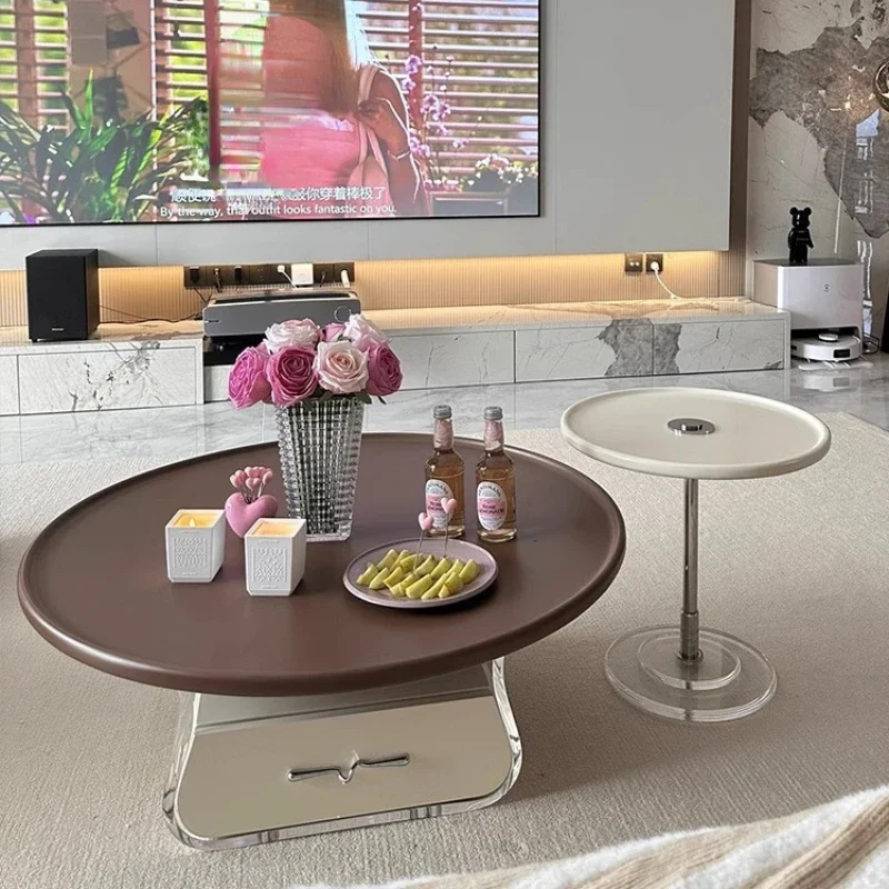Tables basses modernes et simples pour salon, ensemble de Table ronde en acrylique avec Table d'appoint, Table centrale de luxe, meubles de salon