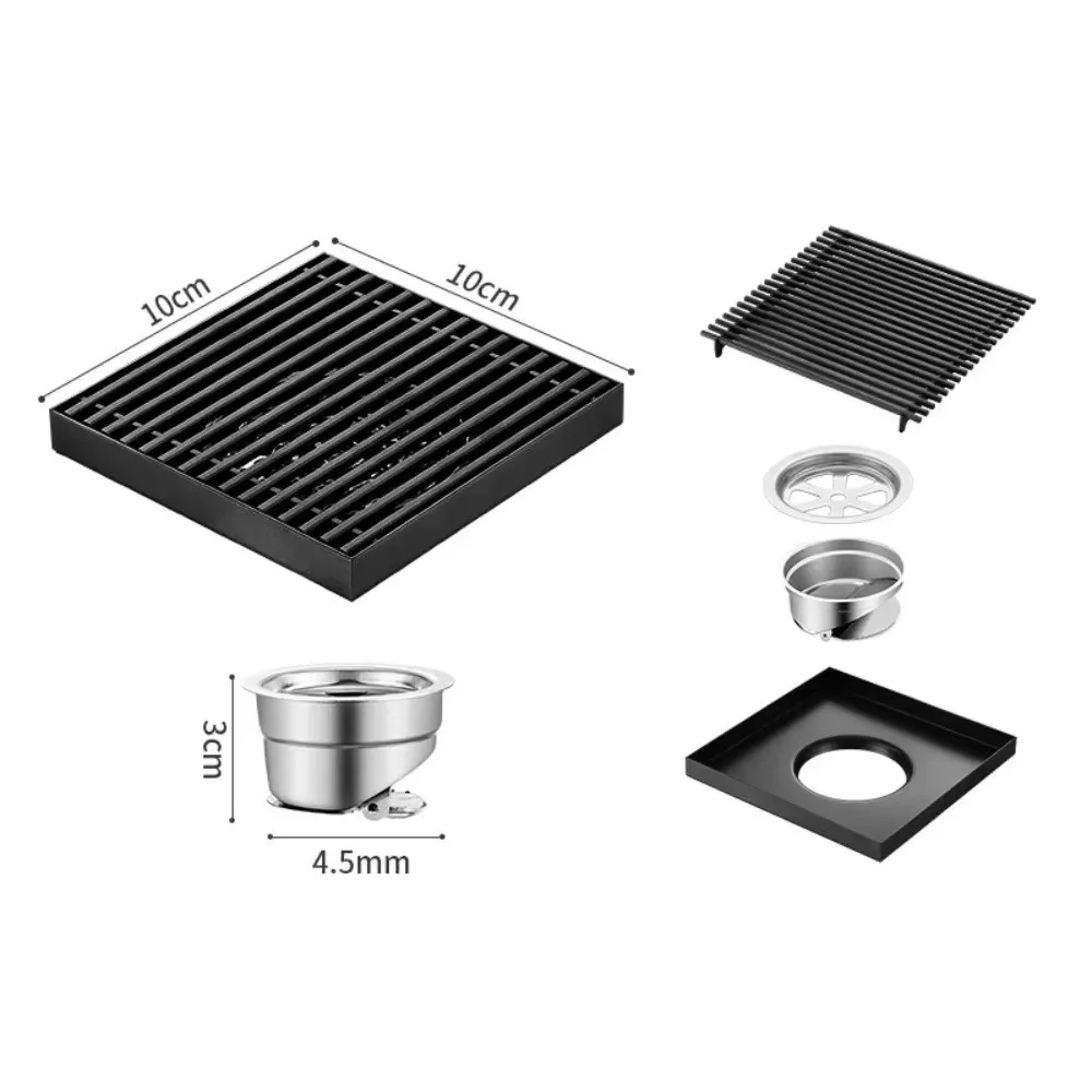 304 Stainless Steel Bathroom Floor Drain Large Drainage Insect-proof Shower Drains Anti-odor Sewer Deodorant Drain Filter