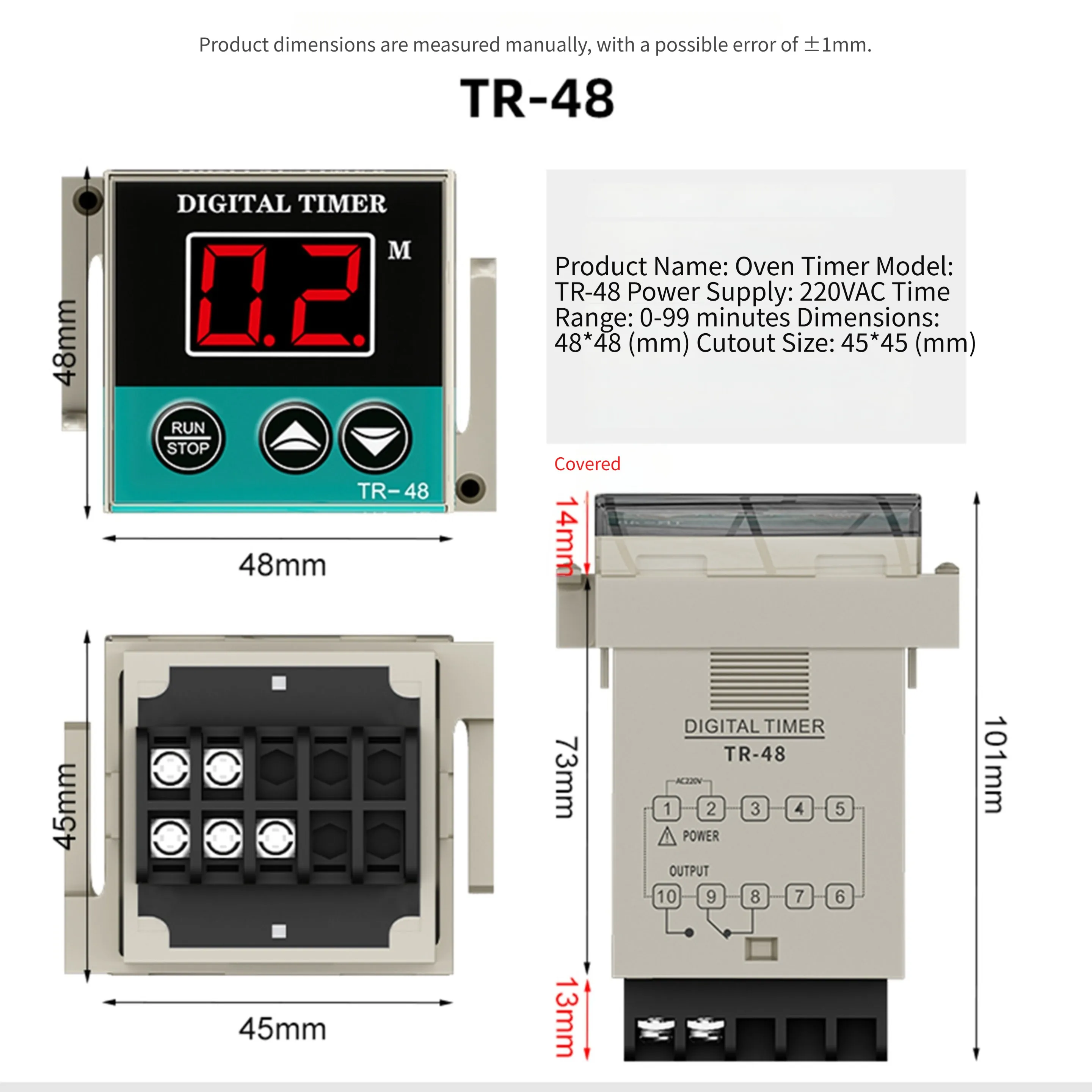 Intelligent Digital Oven Timer 220V TR-48 Model With 0-99 Min Countdown= For Gas Stoves And Kitchen Baking Precision Control
