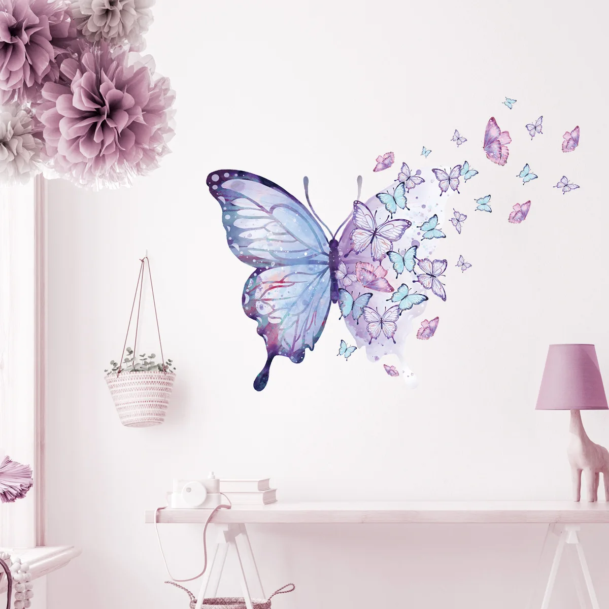 

Purple Butterfly Wall Stickers for Bedroom Living Room Decoration Girls Room Wall Decals Daughter Room Wallpaper PVC Murals