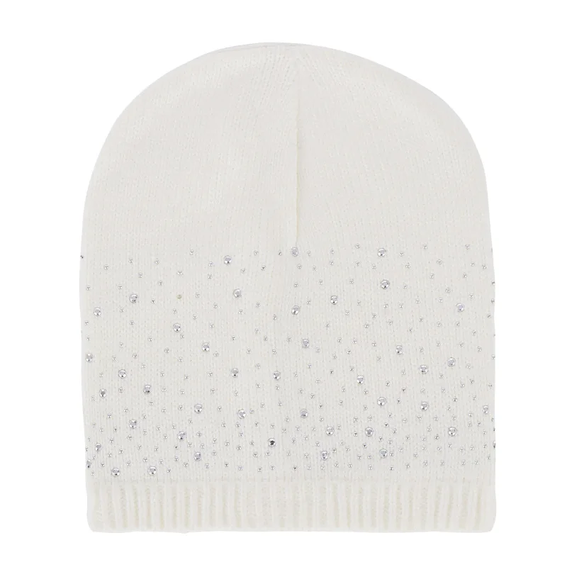 Female fashion headdress casual outdoor ski cap female thick section warm hat ladies half face full drill warm knit hat F10