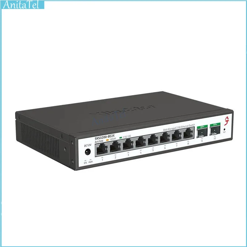 

Etherent Switch SKS3200 XikeStor 10 Ports L2 Simple Managedwith 8-Port 2.5G RJ45 & 2-Port 10G SFP+ Support Web Vlan Link